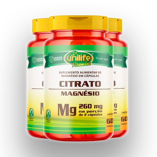 Kit 3 Magnésio citrato Unilife 350mg 60 cápsulas